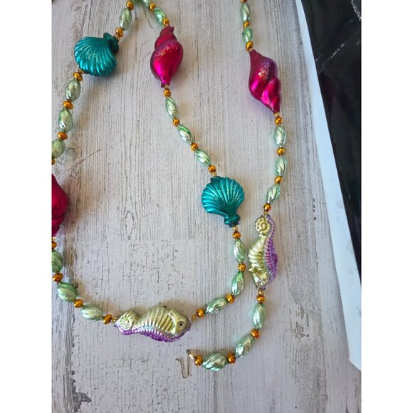 Radko seafoam seahorse shell Garland vintage Xmas glass RARE glitter 72" - Picture 5 of 7